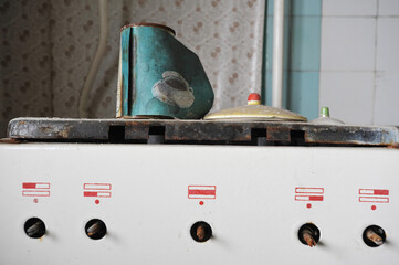 Old broken stove in Chernobyl zone