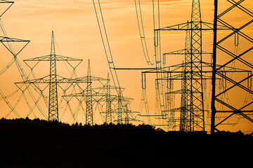 electricity transportation with hgh voltage wire on pylon