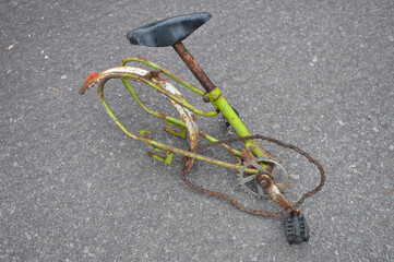 Old broken bicycle in Chernobyl zone