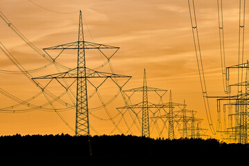 electricity transportation with hgh voltage wire on pylon