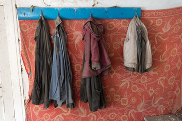 Old radioactive soviet clothes in Chernobyl zone