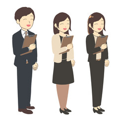 書類を持つ会社員　笑う(線無し)