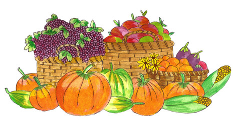 Harvest composition illustration