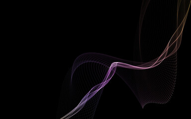 Dark abstract background with a glowing abstract waves
