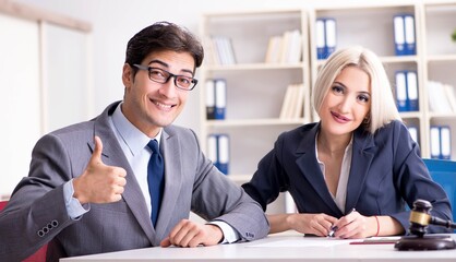 Lawyer discussing legal case with client