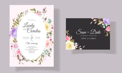 Obraz na płótnie Canvas Beautiful roses flower invitation card template designs