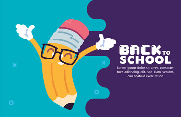 pencil cartoon of back to school vector design