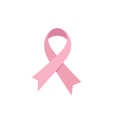 Simple pink silky ribbon for breast cancer awareness month October. Vector illustration.