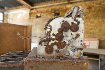 Old rusty cash machine in Chernobyl zone