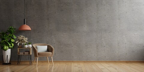 Loft style house with armchair and accessories in the room.