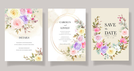 Fototapeta na wymiar Beautiful roses flower invitation card template designs