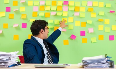 Businessman having trouble with his priorities