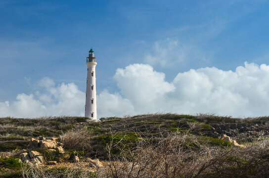 A lighthouse on the coast of the ocean