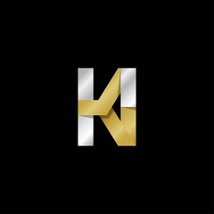 KI initial letter logo, simple shade, gold silver color