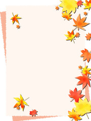 Obraz premium 秋の落ち葉のイラストとフレーム