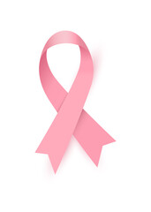 Simple pink silky ribbon for breast cancer awareness month October. Vector illustration.