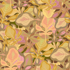 autumn leaves seamless pattern on gradient background