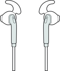 Professional earphones Vector / Line Drawing. Icon, Logo, Design, Element