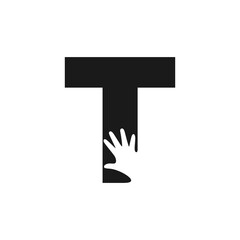 T Letter Hand Logo Design Template Inspiration, Vector.
