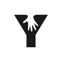 Y Letter Hand Logo Design Template Inspiration, Vector.