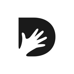 D Letter Hand Logo Design Template Inspiration, Vector.