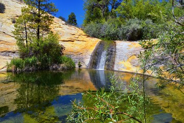 Upper Calf Creek Falls desert oasis waterfall views in Grand Staircase-Escalante National Monument...