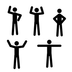 stick man in different poses isolated on a white background, the movement of the hands