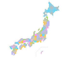 日本地図 ドットマップ 地方別 県別 北方領土 China Wall Mural Chi Iokuukan
