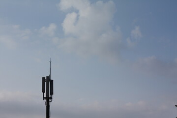 Telephone poles and sky on the street