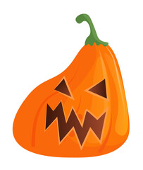 Cartoon carving pumpkin halloween october party spooky symbol vector illustration isolated on white background