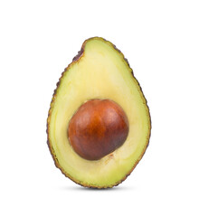half avocado on white background