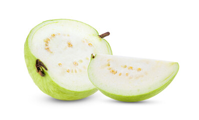 slice of guava fruit on white background.