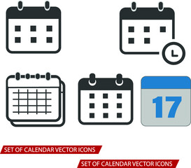 Set of Calendar Icons, different calendar, calender on white background EPS Vector