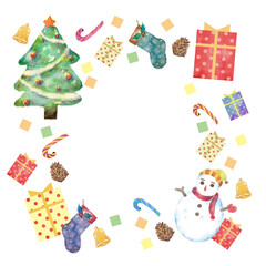 水彩のクリスマスフレーム