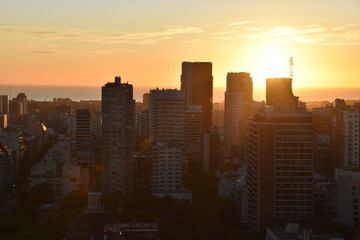 sunrise in Buenos Aires with Rio de la Plata river