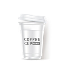 Vector realistic empty clear plastic disposable cup design template of packaging mockup
