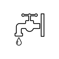 Hand wash line icon, Water tap and water drop icon. Design template vector