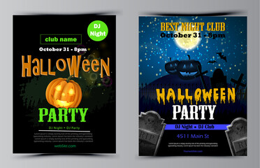 Fototapeta premium Halloween party flyer set vector