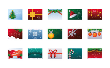 set of merry christmas banners