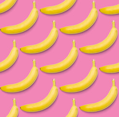 Bananas seamless pattern. pop art bananas pattern. Tropical abstract background with banana. Colorful fruit pattern of yellow banana