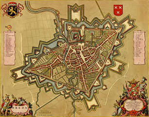 Antique map of  Breda, Netherlands