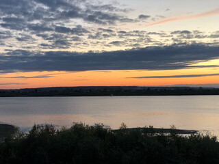 Fototapeta premium sunset over the lake