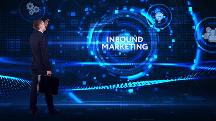 Business, technology, internet and network concept. Young businessman thinks over the steps for...