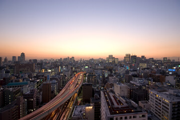 首都高箱崎ジャンクション付近の眺望（東京都中央区、2007年12月撮影）