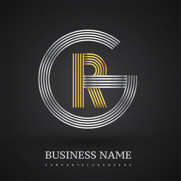 Letter GR logo design circle G shape. Elegant silver and gold colored, symbol for your business name or company identity.