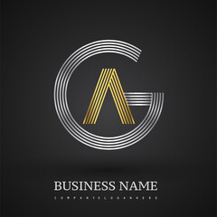 Letter GA logo design circle G shape. Elegant silver and gold colored, symbol for your business name or company identity.