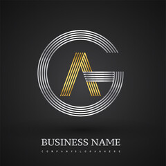 Letter GA logo design circle G shape. Elegant silver and gold colored, symbol for your business name or company identity.