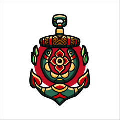 anchor tattoo illustration vector design