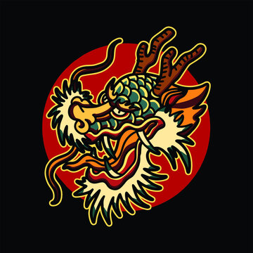 dragon tattoo illustration vector design
