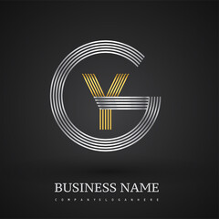 Letter YG logo design circle G shape. Elegant silver and gold colored, symbol for your business name or company identity.